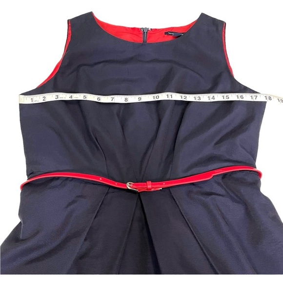Tommy Hilfiger Sleeveless Navy Blue & Red Belted Dress Fit & Flare Dress Size 10 - Picture 7 of 12